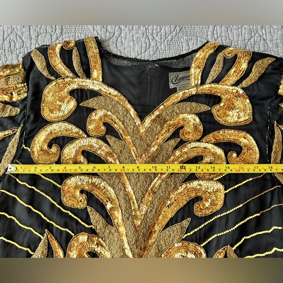 Vintage Black and Gold Beaded Dress by Xoanon - Picture 9 of 16